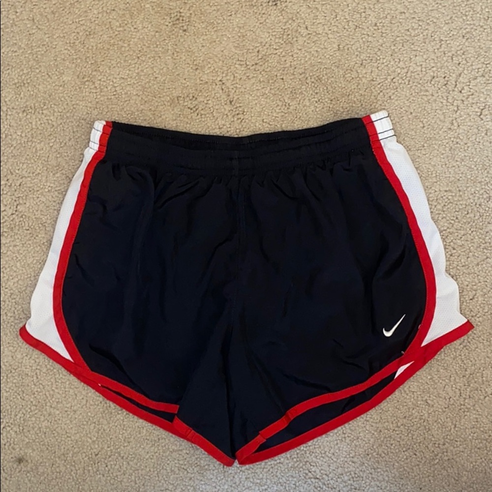 Black and red Nike tempo athletic shorts